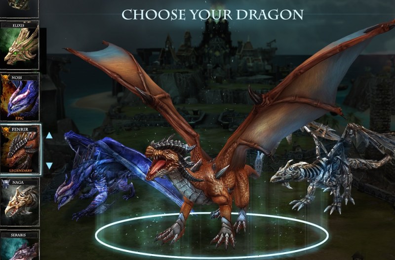 Pick your dragon from among 70 in War Dragons
