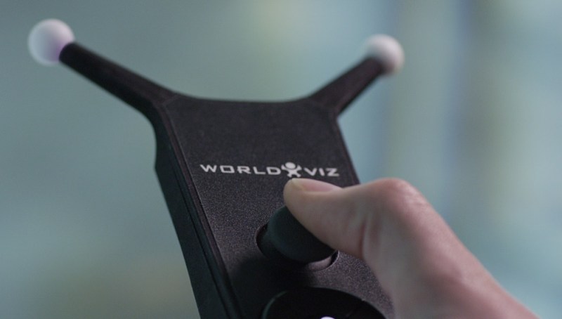 WorldViz uses handheld sensors for gesture control in VR.