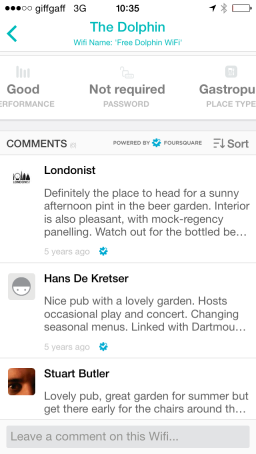 Visitor Comments from Foursquare