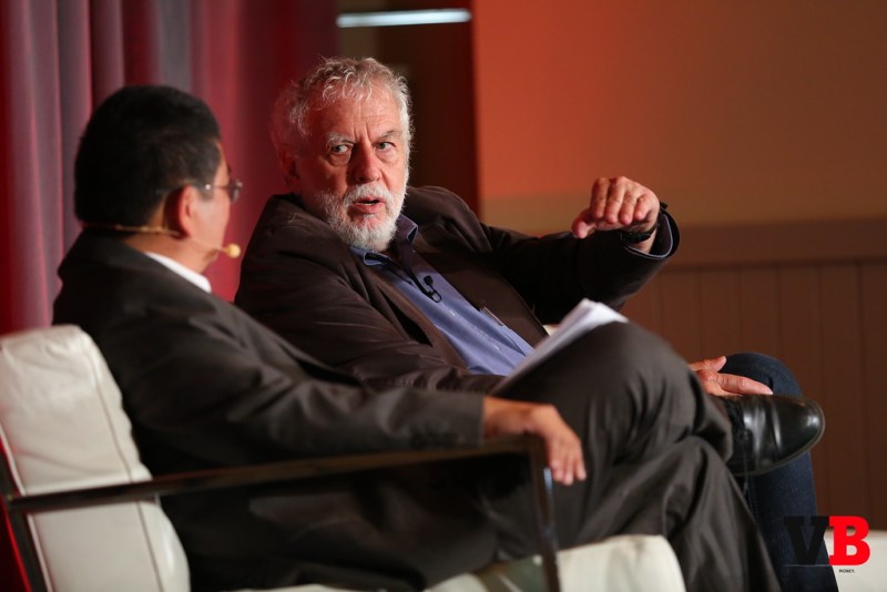 Nolan Bushnell, speaking at length about the future of video games, with GamesBeat Summit moderator Dean Takahashi