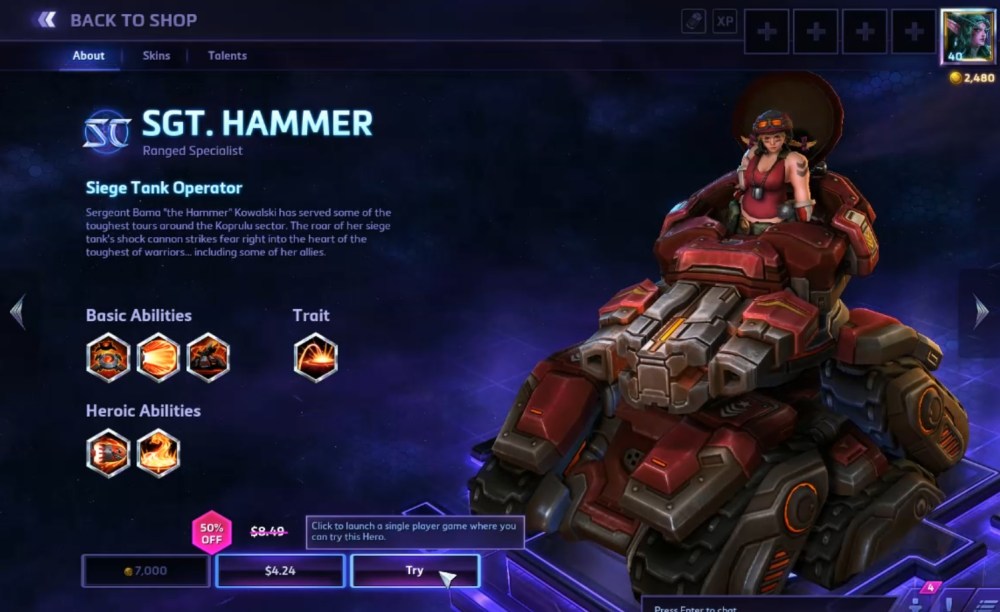 Heroes of the Storm shop page