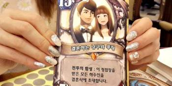 OMG! How cute is this Hearthstone-themed wedding invitation? Answer: So cute