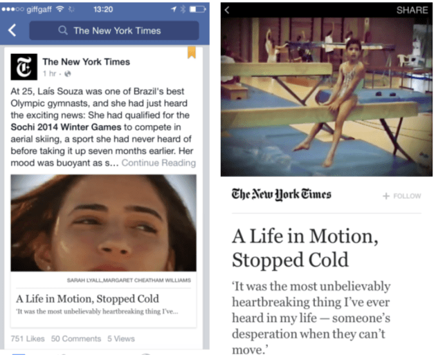 Instant Article: In News Feed vs. Full Read Mode