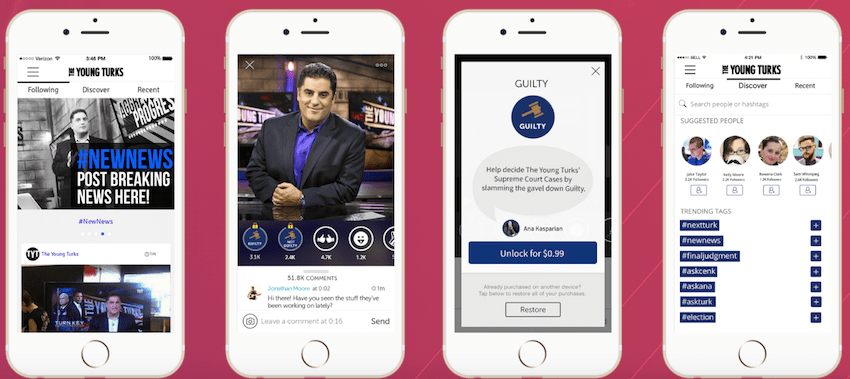 Victorious' app for fans of the online news show, The Young Turks