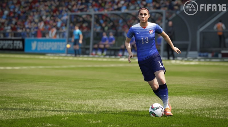 American soccer player Alex Morgan in EA Sports' FIFA 16 soccer game.