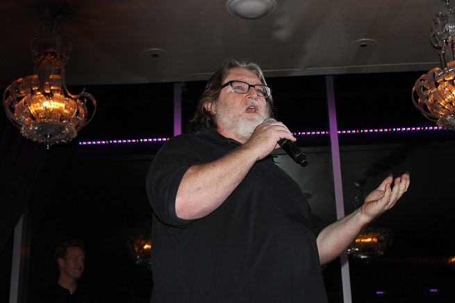 Valve's Gabe Newell announcing Steam Machines at CES in 2014.