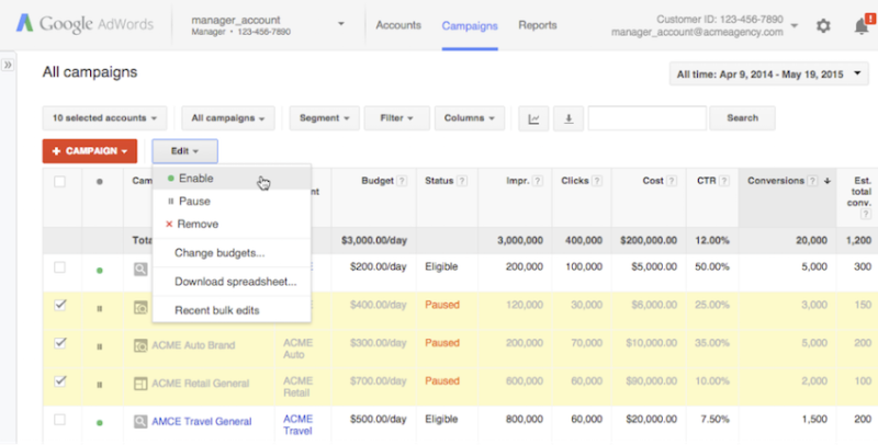 AdWords manager account