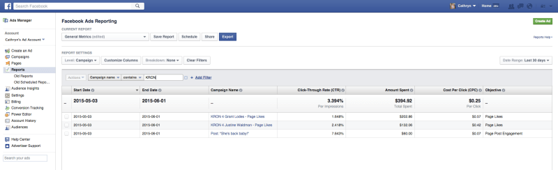 Facebook Ads Manager -- the old version.