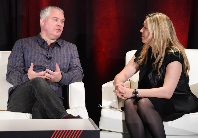 Belkin CMO Kieran Hannon with moderator Nadine Dietz from VentureBeat