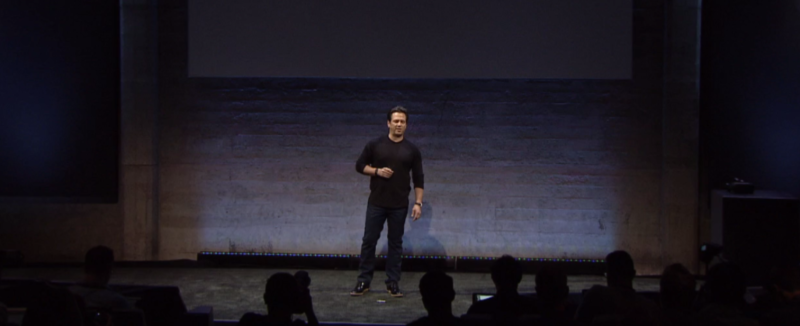 Phil Spencer on stage at the Oculus event.