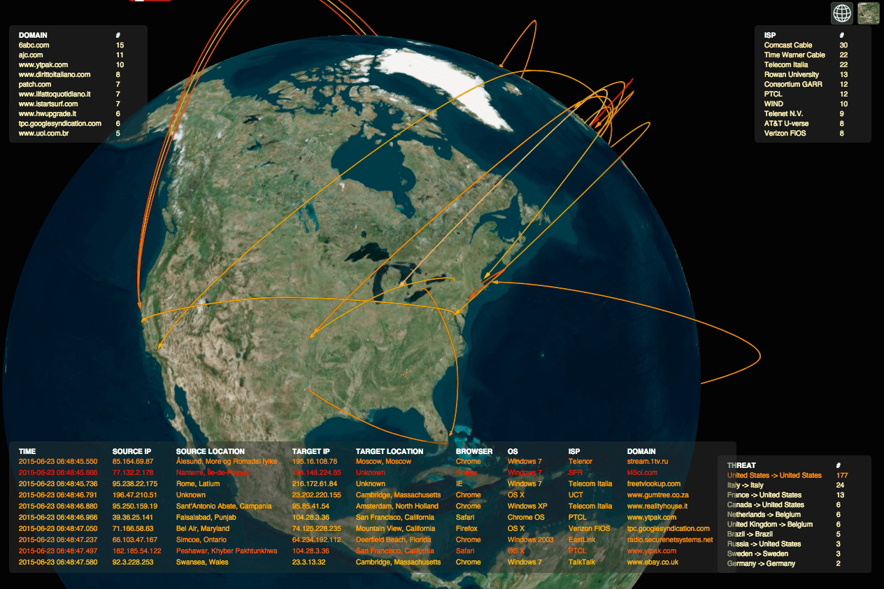 A threat map generated by Pixalate.