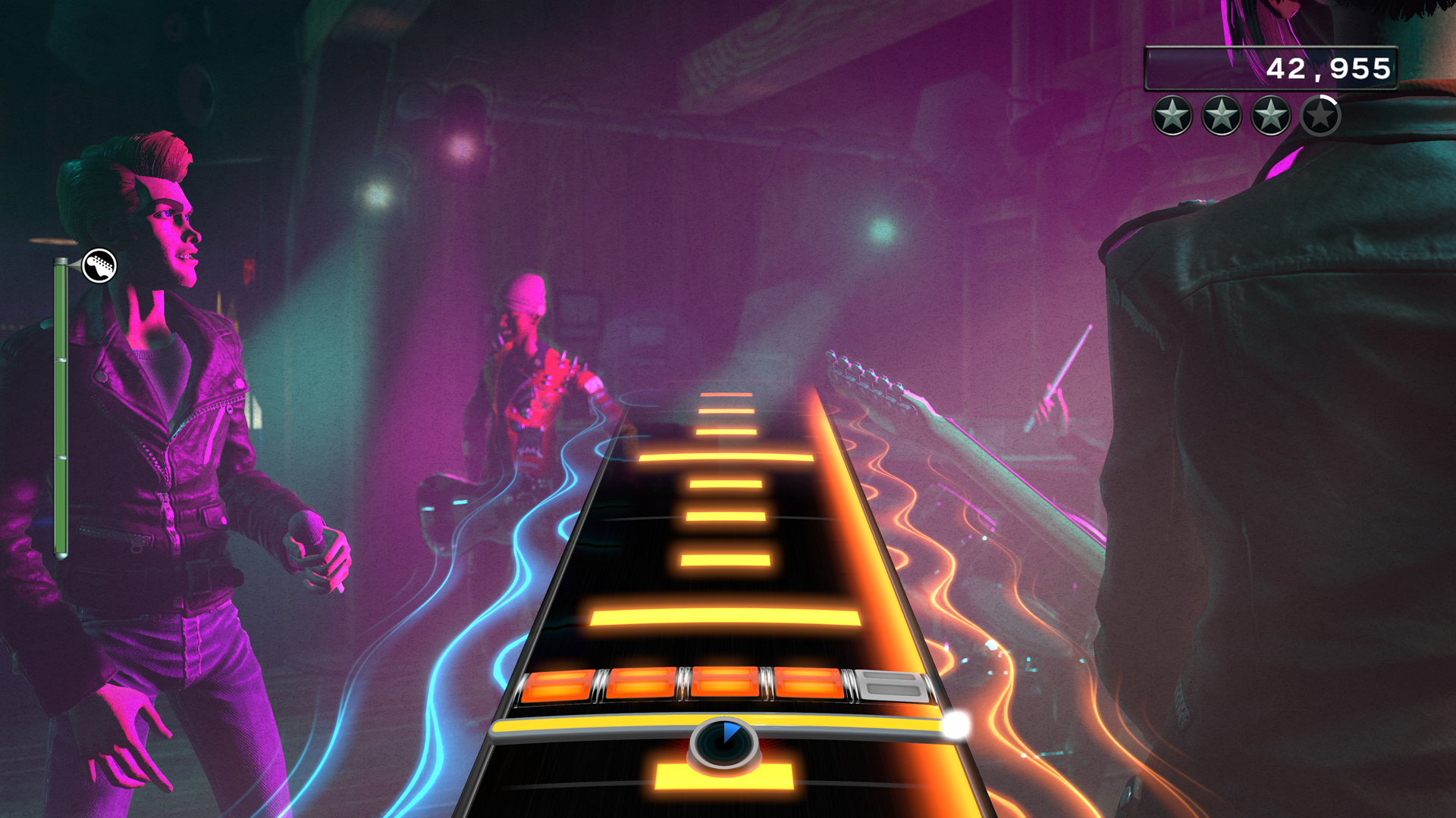 The bars on the track are suggestions for strumming during solos in Rock Band 4. 