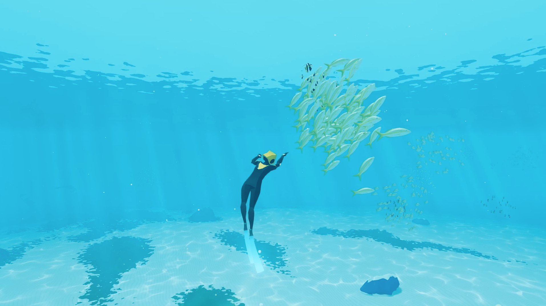 Fish and other creatures will interact with the diver.