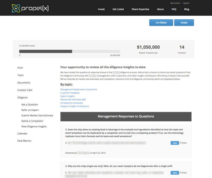 A screen from Propel(x)'s new Dlligence Insights tool