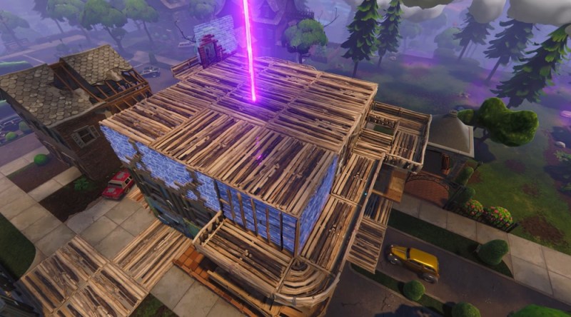 A huge fort in Fortnite.