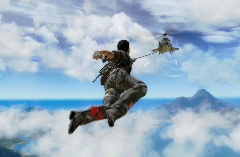 Just Cause 3 has a super-powered grappling hook. Great for hitching rides.