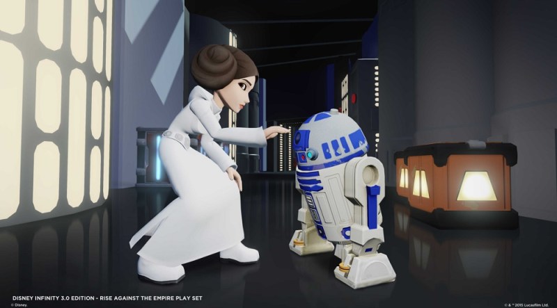 Princess Leia and R2D2 in Star Wars: Rise Against the Empire.