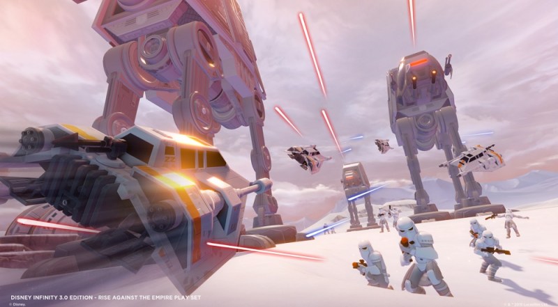 Rebel Snow Speeders take on AT-AT Walkers in Disney Infinity 3.0.