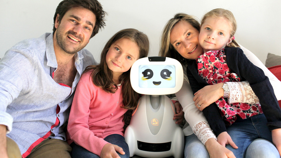 Buddy the robot with family