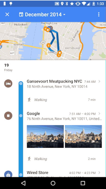 Your Timeline in the Google Maps Android app.