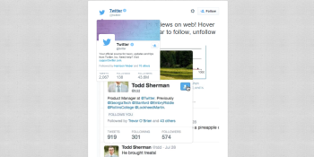 Twitter now lets you preview a user’s bio when you hover over their avatar