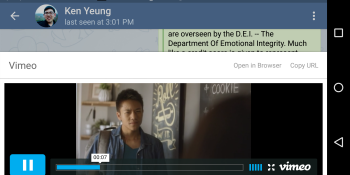 Telegram now lets you play YouTube, Vimeo, SoundCloud clips and search in chat