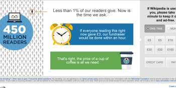 Wikipedia tests full-screen ads to help drive donations