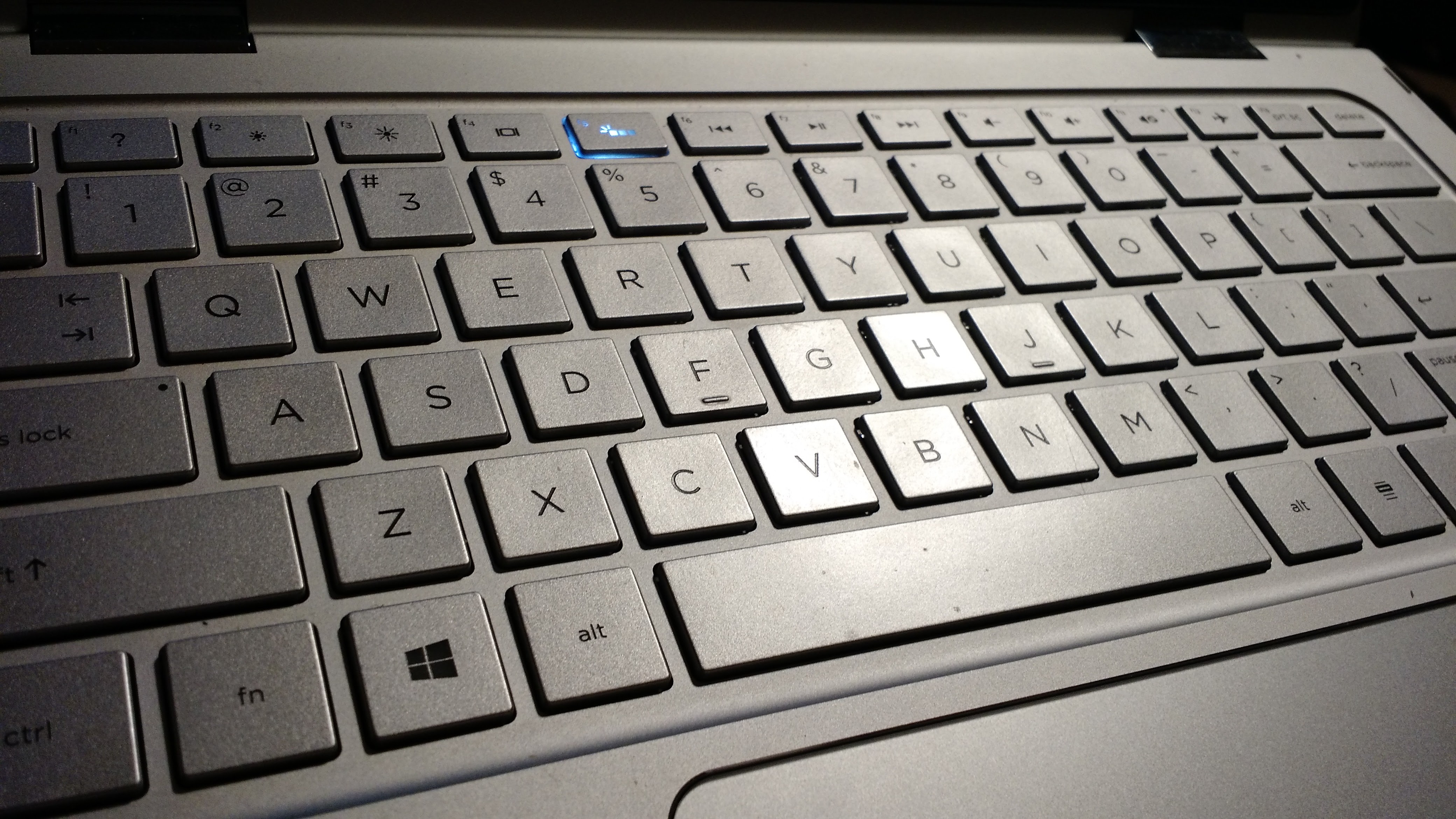 The keyboard on the HP Spectre x360.