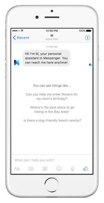 Facebook M personal digital assistant
