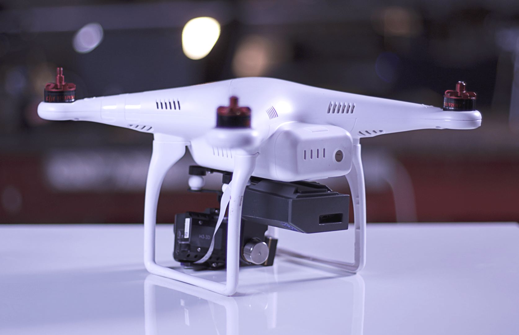 The Percepto unit is the black box mounted on the right on the underside of this DJI Phantom drone.