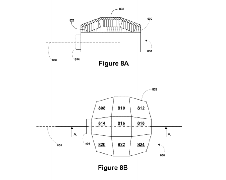 Figure 8B shows the mount with multiple facets used to position the display in different angles.