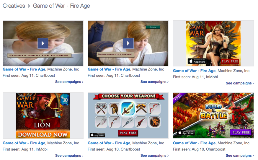 Game of war ads