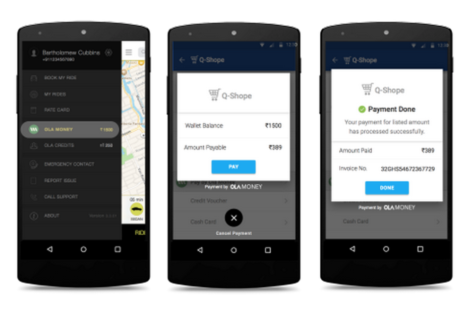 Ola Money mobile app on Android