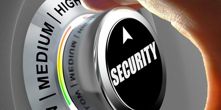 a dial marked security pointing to high and not medium