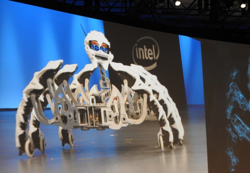 Intel dancing robot spider.