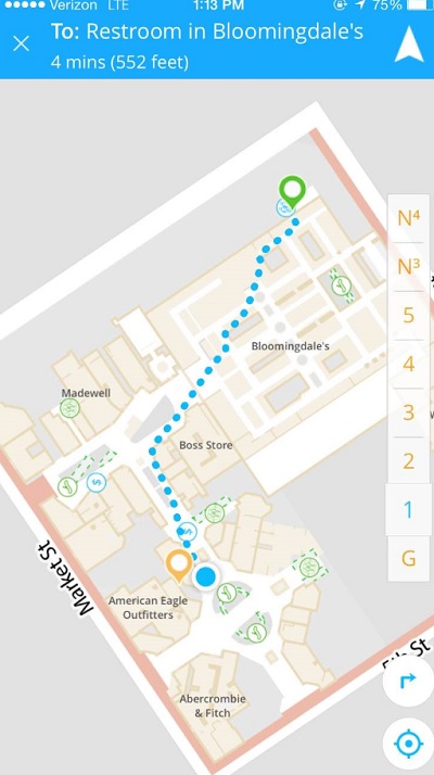 IndoorAtlas' IPS app can find a mall bathroom.