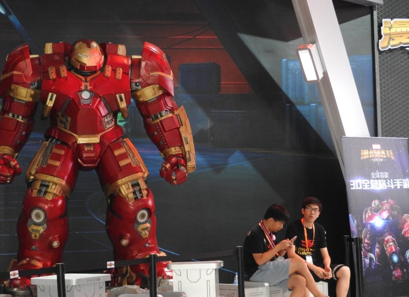 Marvel: Contest of Champions Iron Man character at ChinaJoy.