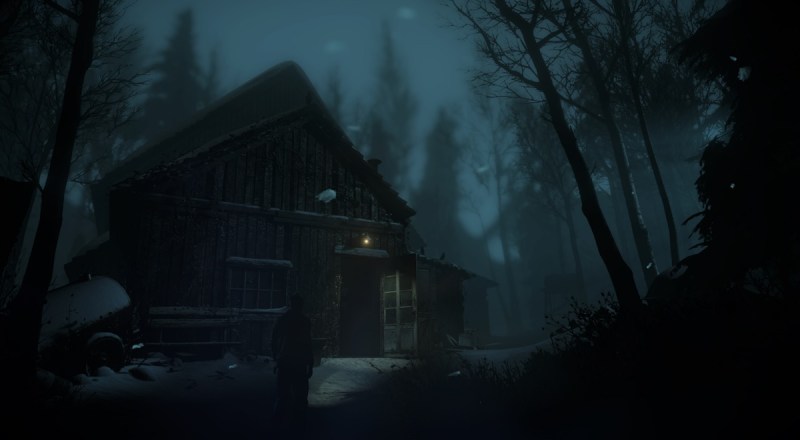 Chris approaches an ominous barn in Until Dawn.
