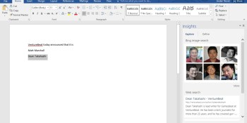 Office 2016’s Smart Lookup automatically searches Bing for relevant websites and images