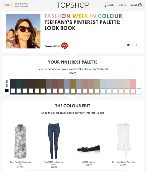 Pinterest Palette & Topshop clothing recommendations