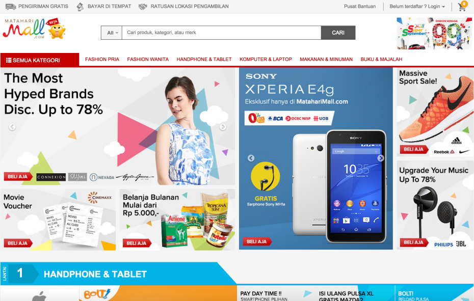 Matahari Mall home page