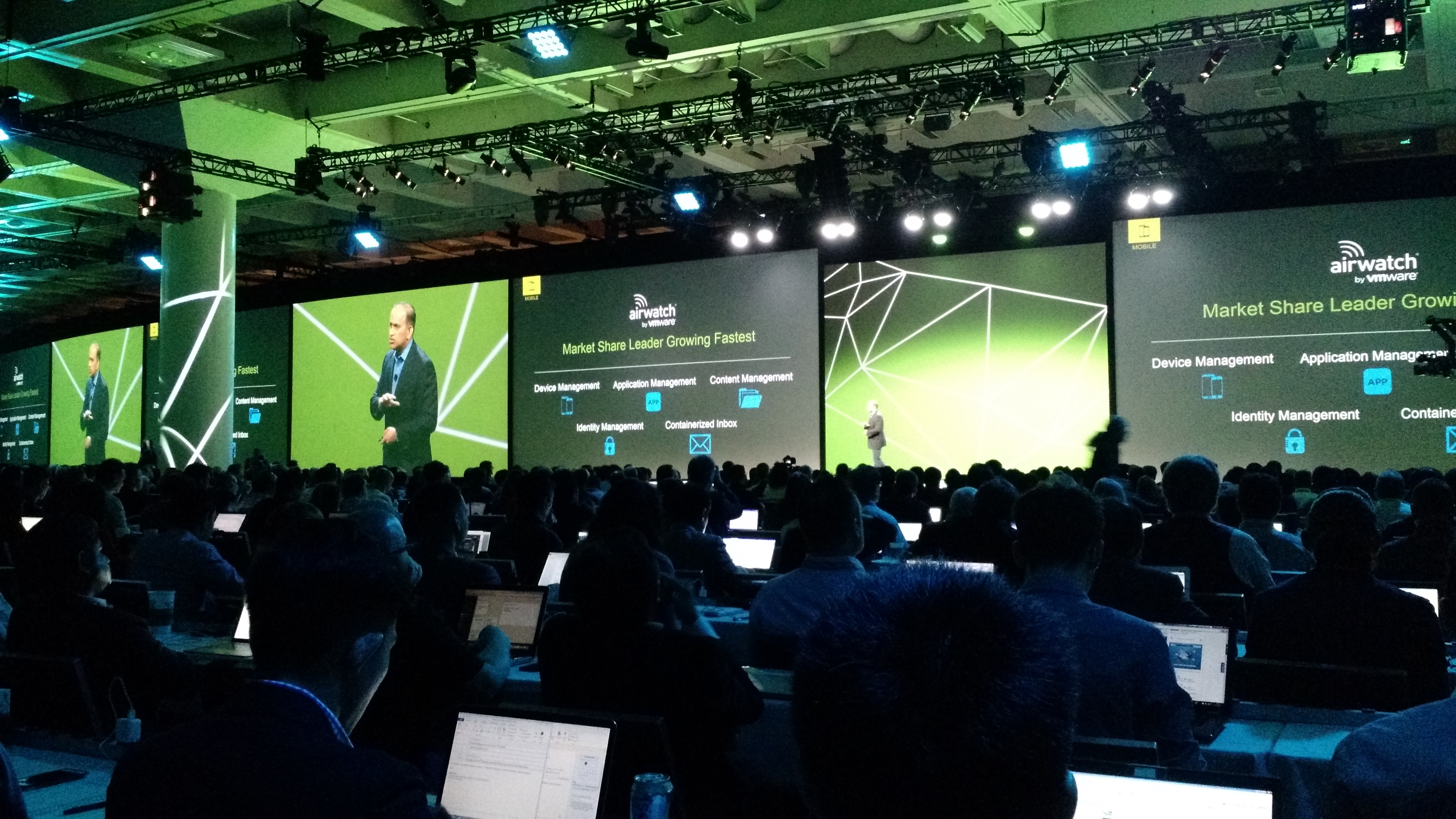 VMware's Sanjay Poonen speaks at the company's VMworld conference in San Francisco on Sept. 1.