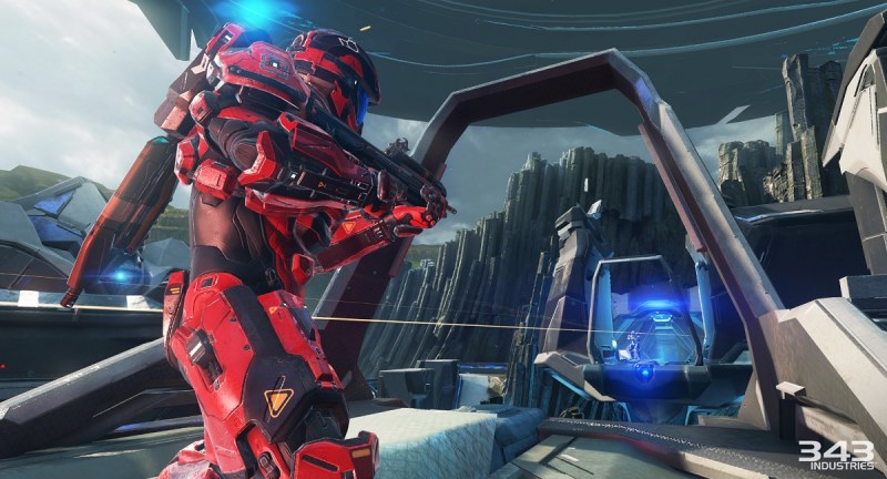 Grab a good weapon in Arena mode on Coliseum map in Halo 5: Guardians