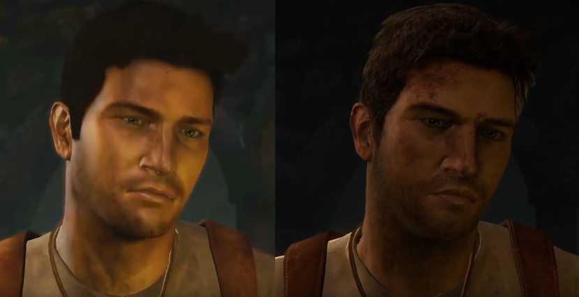 Old, shiny Drake on the left and new, PS4 Drake on the right.