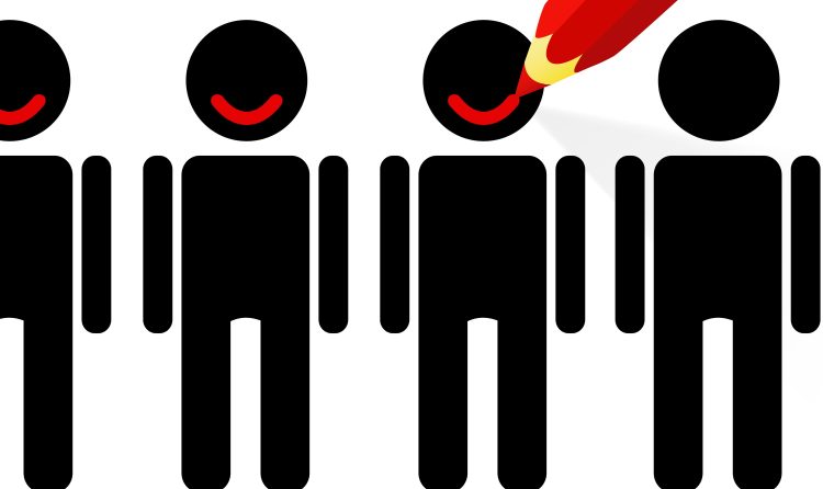 Happy customers concept with red pencil smiles