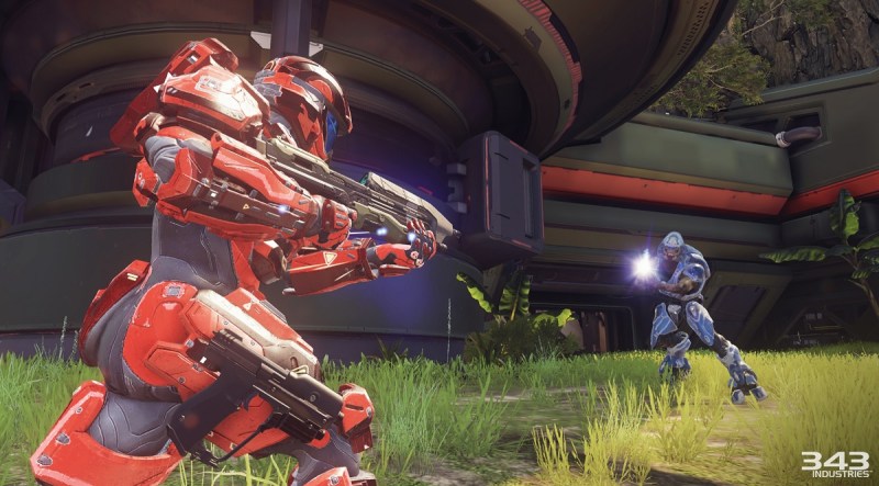 Red vs. Blue again in Warzone map on Halo 5: Guardians multiplayer.