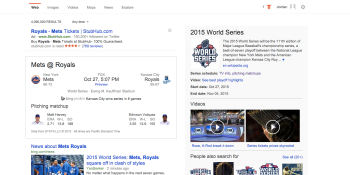 Bing thinks the Royals will beat the Mets in the World Series and I am furious