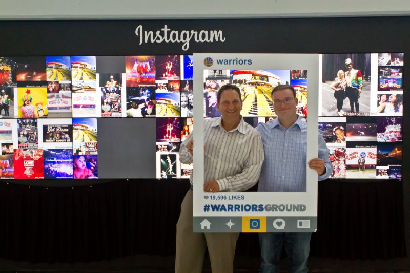 The Golden State Warriors' Instagram photo wall installation at Oracle Arena.