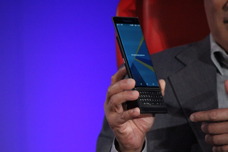 Chen shows off the Blackberry Priv.