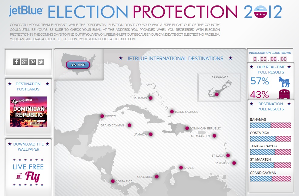 JetBlue's 2012 "Election Protection" campaign.